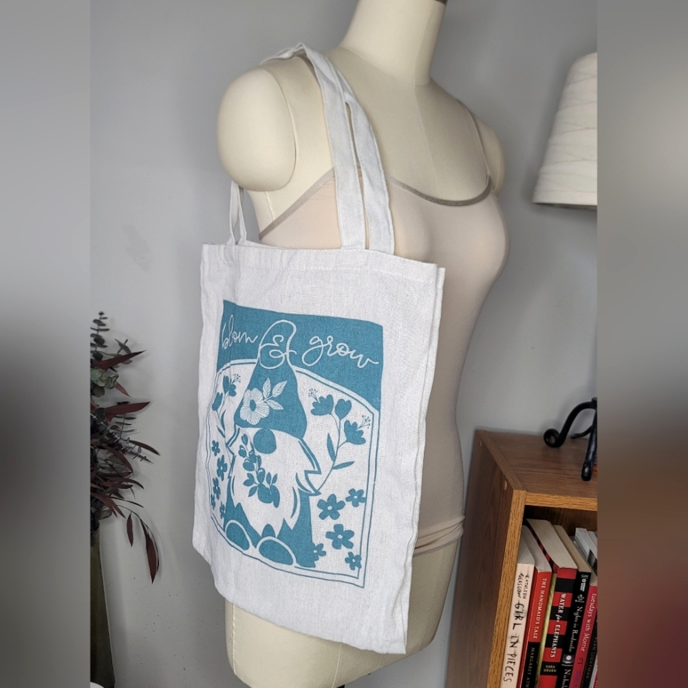 Tote Bag Bloom & Grow Floral Gnome Print